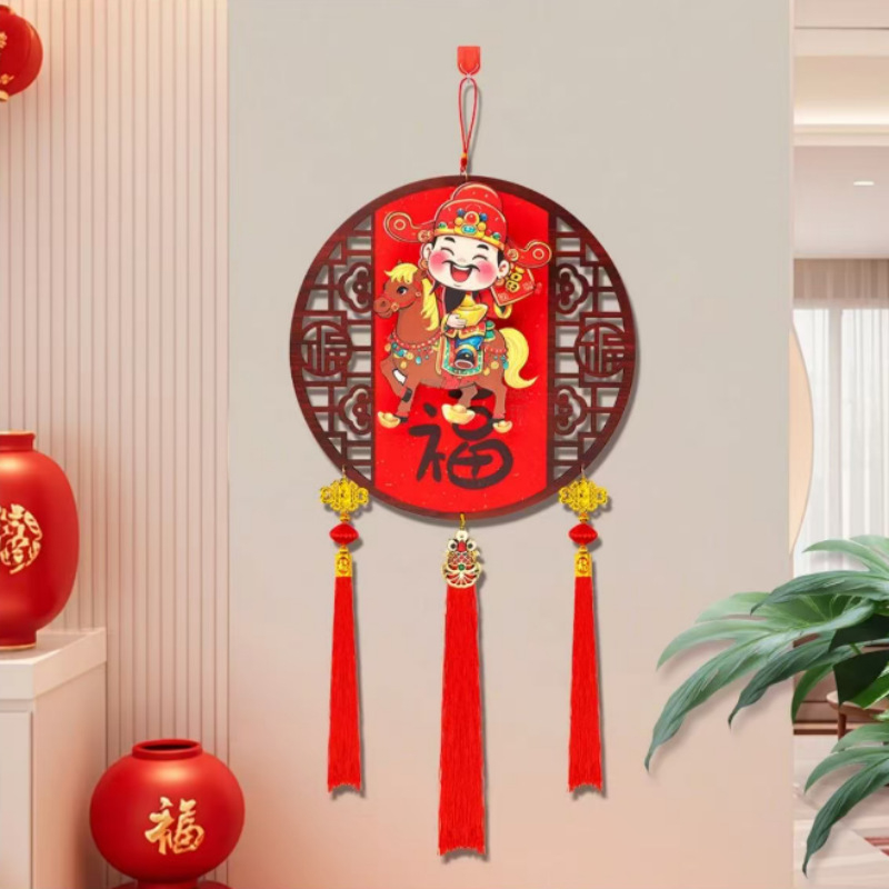 Fejét csóváló Bőség Istene figurája, kínai stílus, kézzel készített, flokált szövetből, nappali díszítés a Tavaszünnep idejére