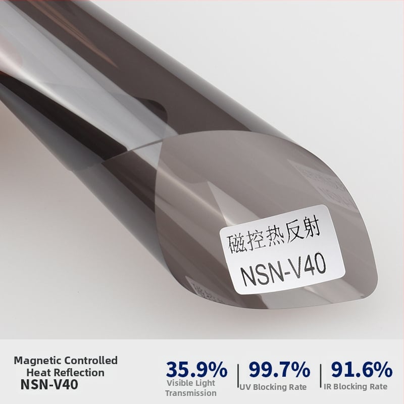 Φιλμ παραθύρων αυτοκινήτου με προστασία από έκρηξη, διπλό στρώμα μεταλλικού μαγνητικού ελέγχου, θερμική ανακλαστική μόνωση, πάχος 2 mil, διαπερατότητα φωτός 6–75%, UV προστασία 99,9%