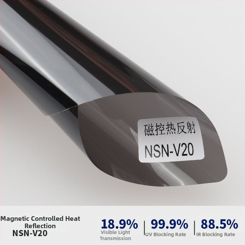 Φιλμ παραθύρων αυτοκινήτου με προστασία από έκρηξη, διπλό στρώμα μεταλλικού μαγνητικού ελέγχου, θερμική ανακλαστική μόνωση, πάχος 2 mil, διαπερατότητα φωτός 6–75%, UV προστασία 99,9%