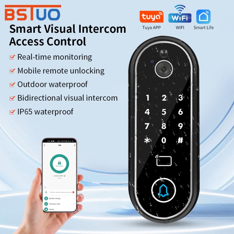 Εξωτερικό αδιάβροχο WiFi βιντεοθυροτηλέφωνο, απομακρυσμένος οπτικός έλεγχος, νυχτερινή υπέρυθρη ανίχνευση, 128GB αποθήκευση, Μοντέλο M8