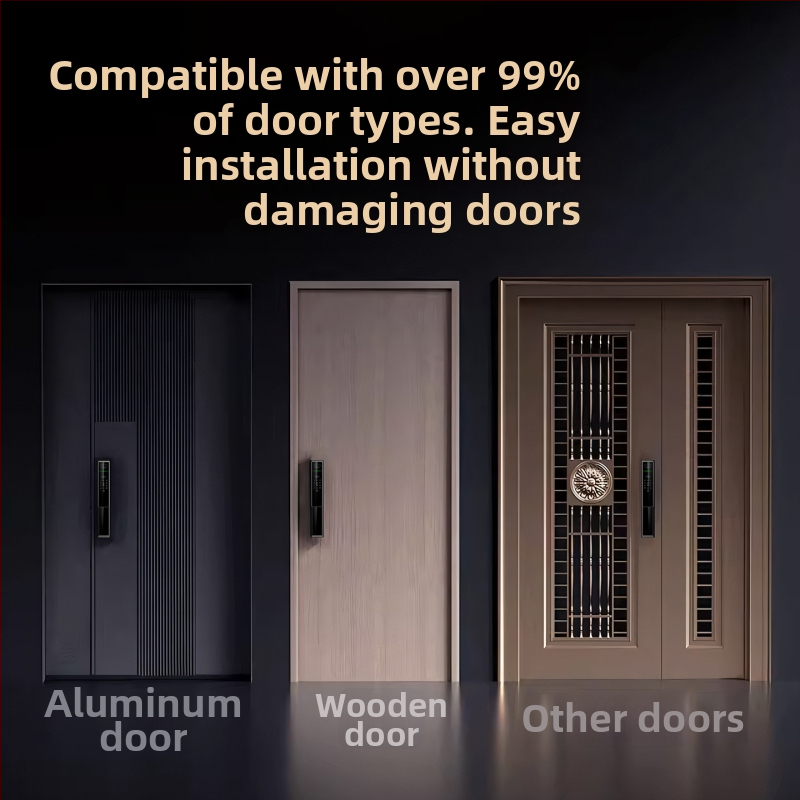 Okos bejárati ajtózár arcfelismeréssel és macskaszem kamerával, távoli feloldás (100 ujjlenyomat-tárolás; 0,5 s beolvasás; FAR 0,01%; FRR 0,01%; -20 °C–65 °C)