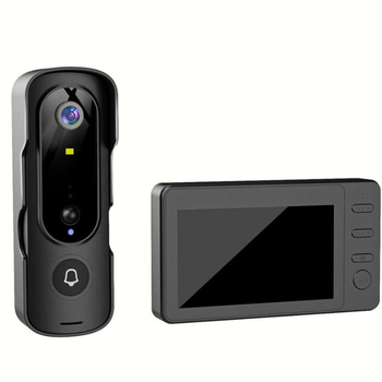 Βίντεο θυροτηλέφωνο με οθόνη, παρακολούθηση, ενδοεπικοινωνία, κάμερα ματιού πόρτας, AI αναγνώριση ανθρώπινου σχήματος, έξυπνη ασφάλεια (Μοντέλο M2, επαναφορτιζόμενος, 3.7V)