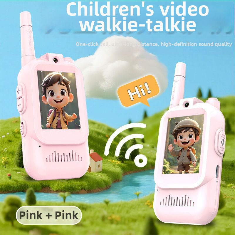 Intercom video pentru copii cu display HD de 2 inch, apel video wireless, baterie litiu 600 mAh