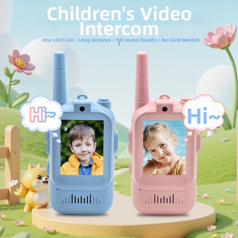 Intercom video pentru copii cu display HD de 2 inch, apel video wireless, baterie litiu 600 mAh