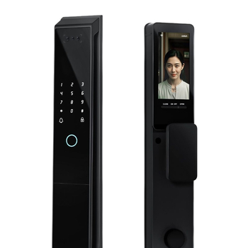 Okos ajtózár ujjlenyomat, jelszó és 3D arcfelismerés és távoli feloldás funkcióval (300 ujjlenyomat-tároló kapacitás; szkennelési idő <2 s; FAR 0,001; FRR 0,001; DC tápegység)