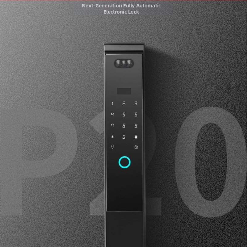 Okos ajtózár ujjlenyomat, jelszó és 3D arcfelismerés és távoli feloldás funkcióval (300 ujjlenyomat-tároló kapacitás; szkennelési idő <2 s; FAR 0,001; FRR 0,001; DC tápegység)