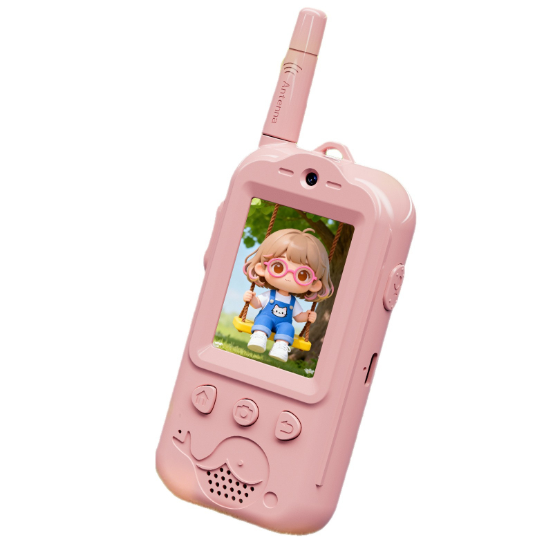 Interfon video pentru copii cu ecran LCD de 2 inch, autonomie până la 1,5 km, baterie Li-Ion 1000 mAh, rețea 2G
