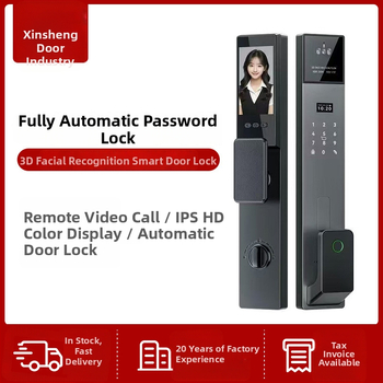 3D arcfelismeréses intelligens ajtózár jelszóval, ujjlenyomat- és távoli nyitással faajtókhoz | 0,5 s beolvasás, 0,1% hamis felismerés, -20°C működés