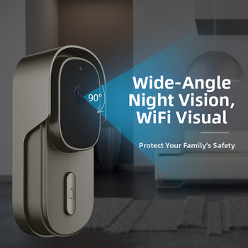 Έξυπνο ασύρματο θυροτηλέφωνο με βίντεο, δύο κατευθύνσεις επικοινωνίας, νυχτερινή όραση, αδιάβροχο, Wi-Fi — μοντέλο WF001B-801D, τροφοδοσία με μπαταρία