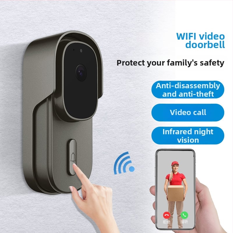 Έξυπνο ασύρματο θυροτηλέφωνο με βίντεο, δύο κατευθύνσεις επικοινωνίας, νυχτερινή όραση, αδιάβροχο, Wi-Fi — μοντέλο WF001B-801D, τροφοδοσία με μπαταρία