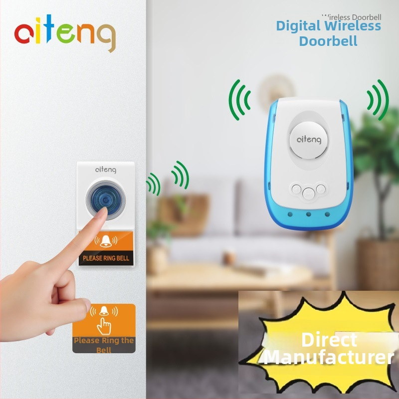 Bezdrôtový digitálny zvonček na dvere s diaľkovým ovládaním na dlhý dosah, model V009A, 110-220V, 38 tónov, 1W