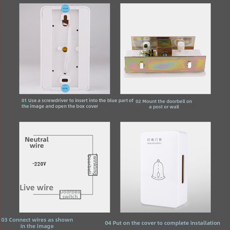 Sonerie de ușă Type 120 – 220V AC, sunet mecanic ding-dong, potrivit pentru hoteluri cu stele