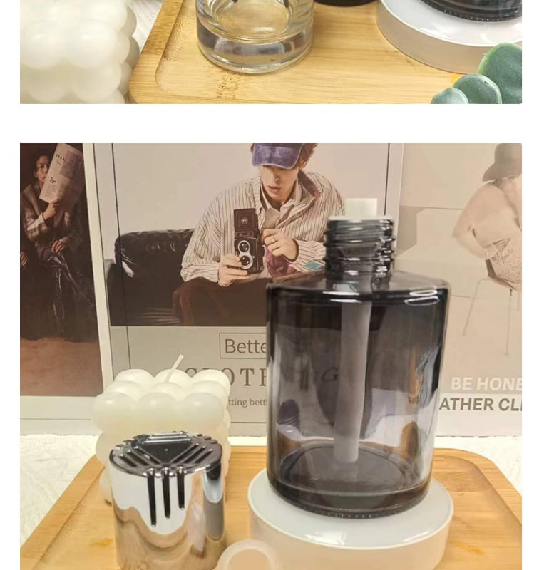 Autó illatosító üveg, magas fehér üveg, Hengya Glass, logónyomtatás elérhető, dekoratív célra