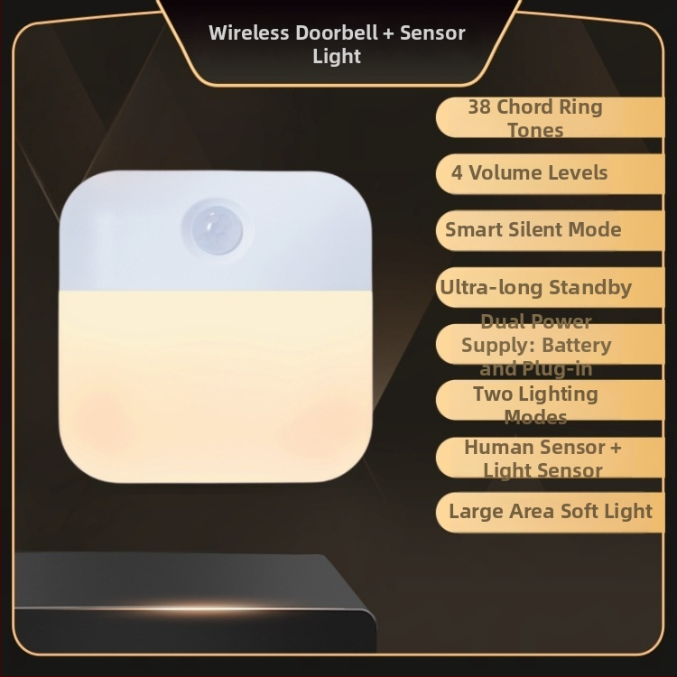 WB06-2 Bezdrôtový zvonček do dverí s indukčnou lampou a diaľkovým ovládaním, napájanie AA batériou, 4,5V, 38 tónov zvonenia