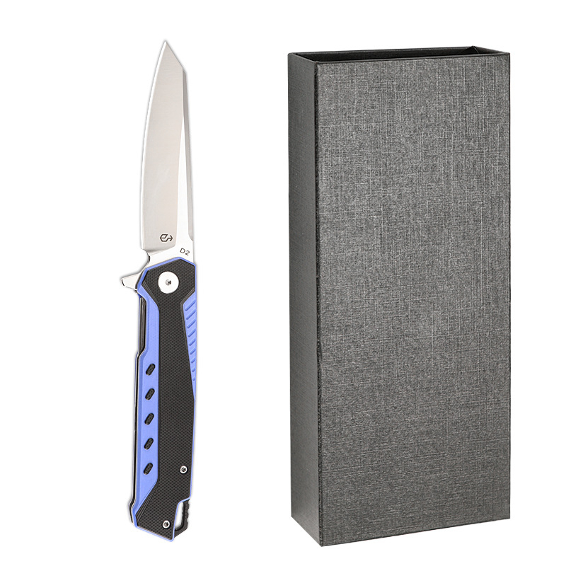 Cableway Πτυσσόμενο μαχαίρι από ατσάλι D2 με λαβή G10 – γρήγορο άνοιγμα, τακτικό μαχαίρι για κάμπινγκ