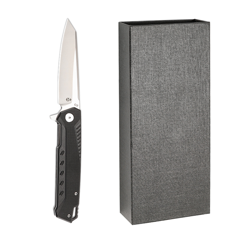 Cableway Πτυσσόμενο μαχαίρι από ατσάλι D2 με λαβή G10 – γρήγορο άνοιγμα, τακτικό μαχαίρι για κάμπινγκ