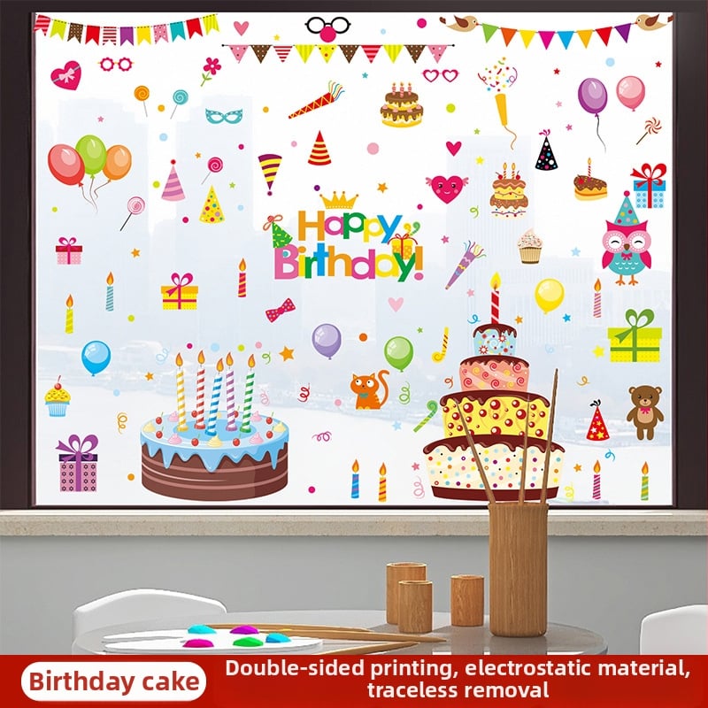 Ηλεκτροστατικά αυτοκόλλητα παραθύρων για παιδικά γενέθλια – PVC διακόσμηση για γυαλί, αδιάβροχο αυτοκόλλητο τοίχου, μοντέρνο μινιμαλιστικό στυλ