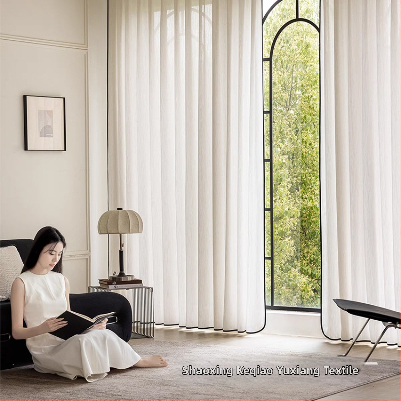 Závesy do okien z polyesteru, polopriesvitné, moderný minimalistický štýl; značka Yuxiang textile; inštalácia k dispozícii.