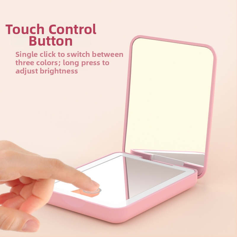 Sklopné prenosné LED zrkadlo na líčenie s 2x zväčšením a trojfarebným osvetlením