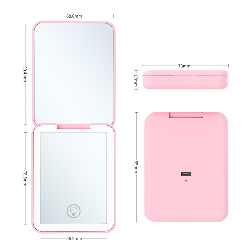 Αναδιπλούμενος φορητός LED καθρέφτης μακιγιάζ με μεγέθυνση 2x και φωτισμό τριών χρωμάτων