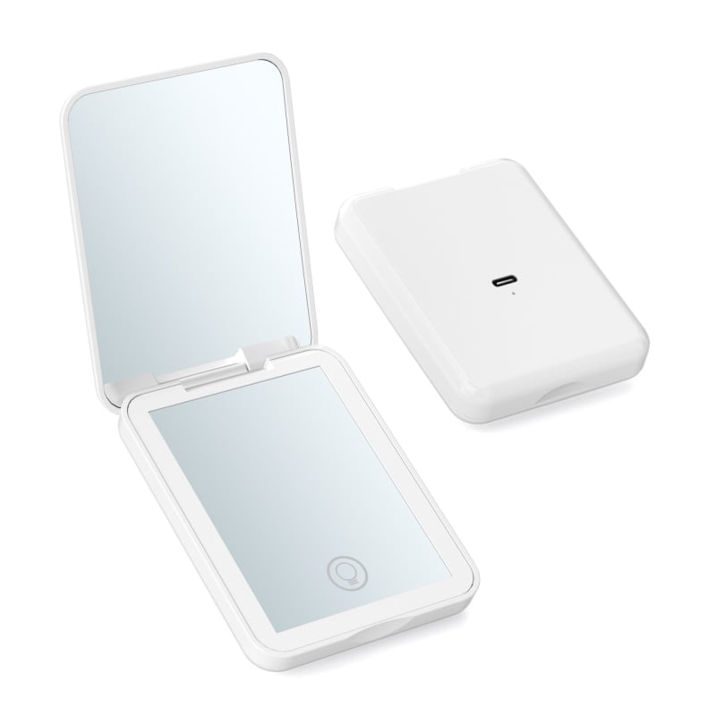 Αναδιπλούμενος φορητός LED καθρέφτης μακιγιάζ με μεγέθυνση 2x και φωτισμό τριών χρωμάτων