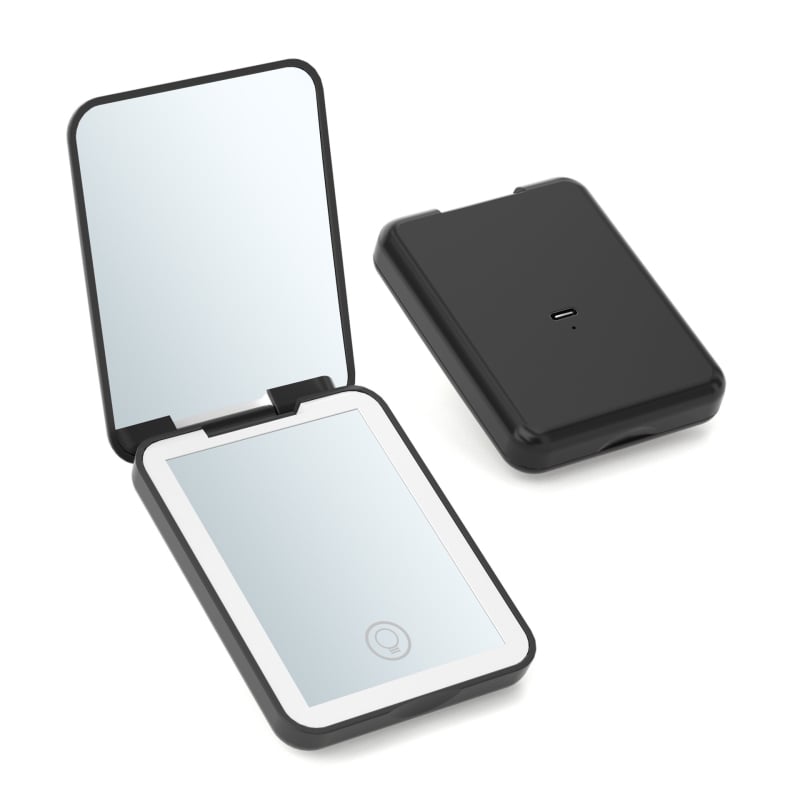 Αναδιπλούμενος φορητός LED καθρέφτης μακιγιάζ με μεγέθυνση 2x και φωτισμό τριών χρωμάτων