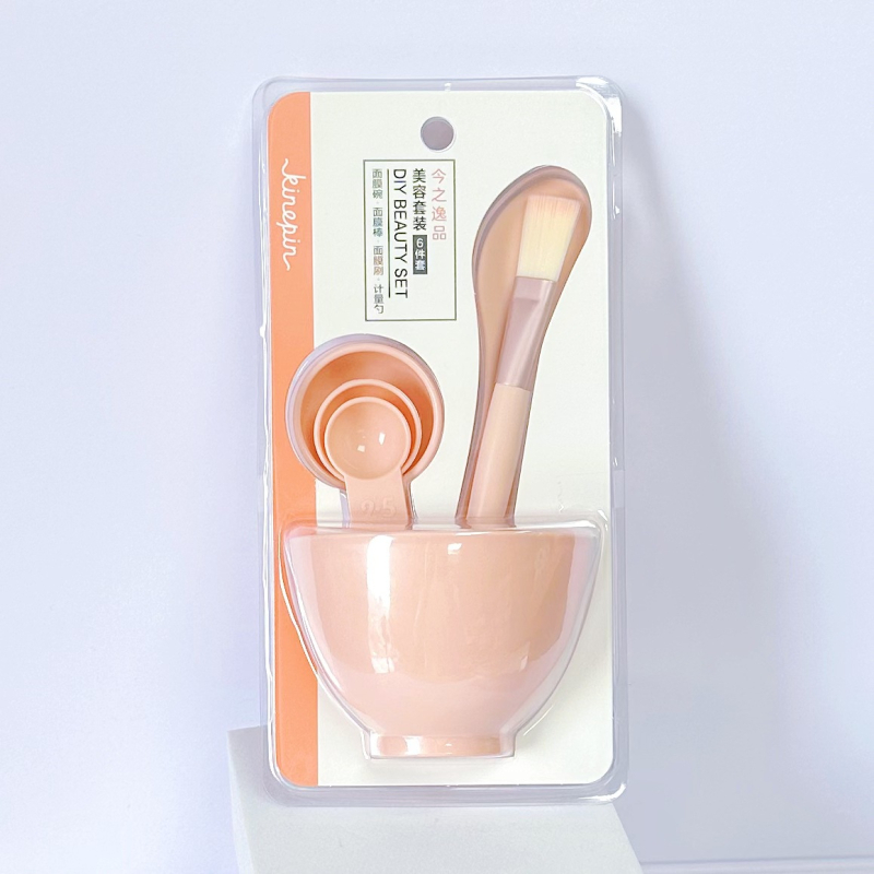 DIY arcpakolás eszközei 6 darabos készlet: műanyag tálak, maszk spatulák, nejlon ecset, mérőkanál