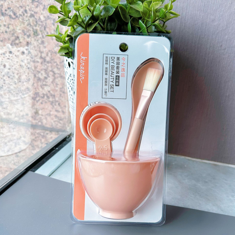 DIY arcpakolás eszközei 6 darabos készlet: műanyag tálak, maszk spatulák, nejlon ecset, mérőkanál