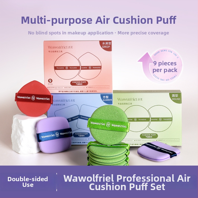 Dvojstranná púderová hubka, extrémne mäkká, tvar kvapky vody, suché aj mokré použitie, kozmetický nástroj, značka Wawolfriel/Wufu