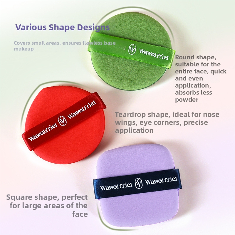 Dvojstranná púderová hubka, extrémne mäkká, tvar kvapky vody, suché aj mokré použitie, kozmetický nástroj, značka Wawolfriel/Wufu