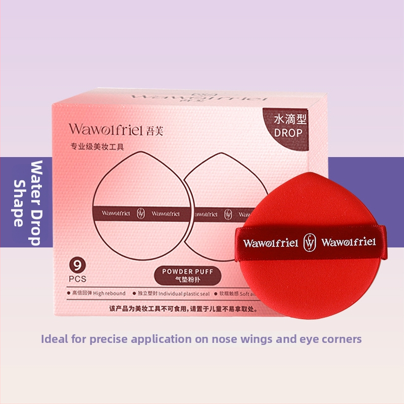 Dvojstranná púderová hubka, extrémne mäkká, tvar kvapky vody, suché aj mokré použitie, kozmetický nástroj, značka Wawolfriel/Wufu