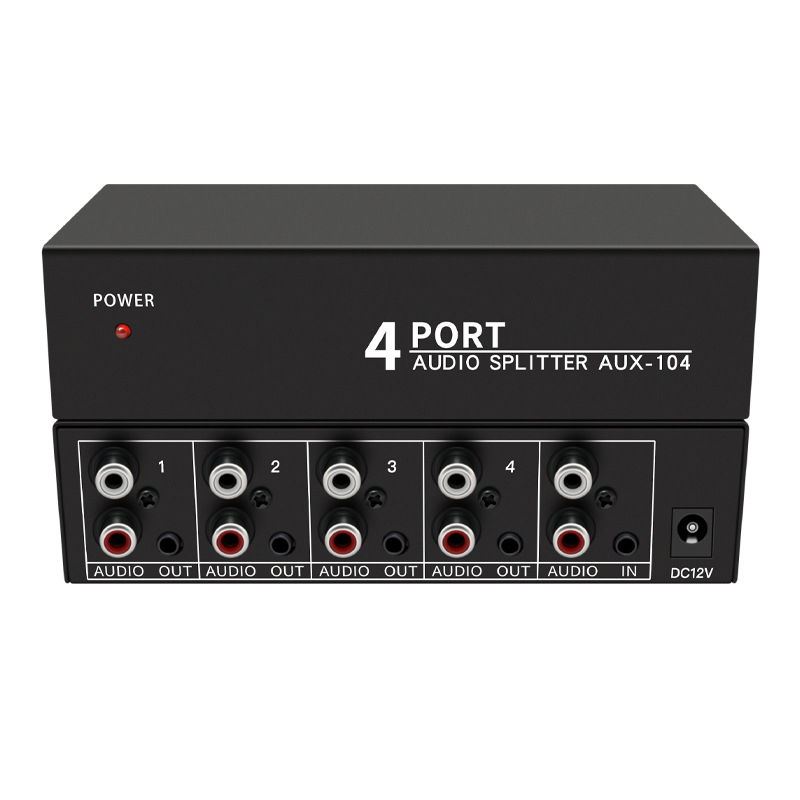 Audio distribucijski uređaj s 1 ulazom i 4 izlaza, 3,5 mm stereo, pojačanje, model AUX-104