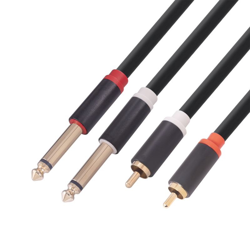 Pozlaćeno aluminijsko kućište, ekranirani audio kabel, dvostruki RCA na dvostruke 6,35 mm priključke