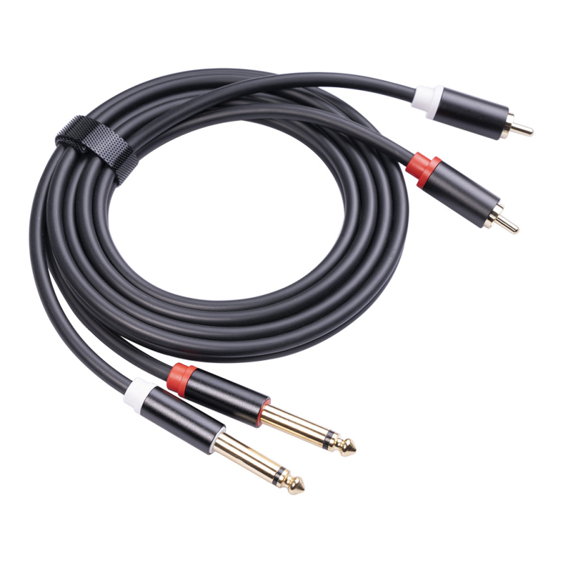 Pozlaćeno aluminijsko kućište, ekranirani audio kabel, dvostruki RCA na dvostruke 6,35 mm priključke