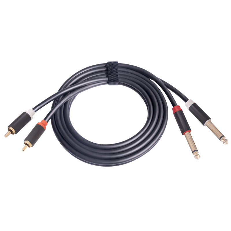 Pozlaćeno aluminijsko kućište, ekranirani audio kabel, dvostruki RCA na dvostruke 6,35 mm priključke