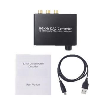 Digitalno-analogni DAC s dekodiranjem 5.1, koaksijalni i optički ulaz, 3,5 mm analogni izlaz, model Aay 76