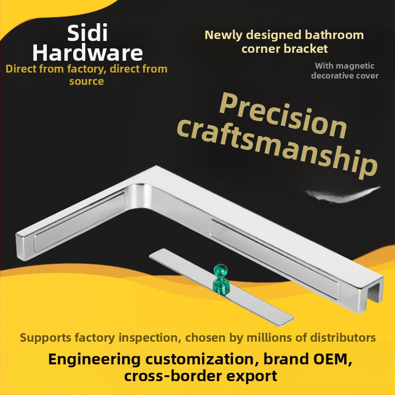 Uhlový spojovací diel pre sklenené dvere do kúpeľne z nehrdzavejúcej ocele 304, bez rámu, montáž na stenu pod 90°, vhodné pre 8–10 mm tvrdené sklo, model FC500R