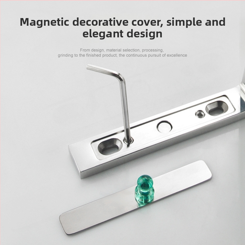 Uhlový spojovací diel pre sklenené dvere do kúpeľne z nehrdzavejúcej ocele 304, bez rámu, montáž na stenu pod 90°, vhodné pre 8–10 mm tvrdené sklo, model FC500R