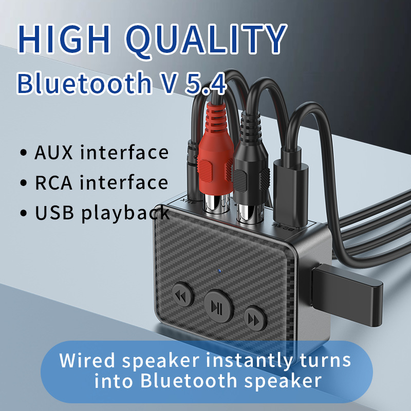 Bluetooth 5.4 audio receiver για αυτοκίνητο – Μοντέλο R21, Type-C τροφοδοσία, AUX/RCA έξοδος, αναπαραγωγή μουσικής από USB/U Disk