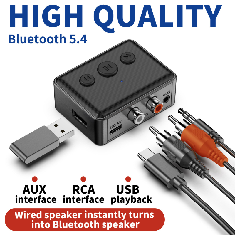 Bluetooth 5.4 audio receiver για αυτοκίνητο – Μοντέλο R21, Type-C τροφοδοσία, AUX/RCA έξοδος, αναπαραγωγή μουσικής από USB/U Disk