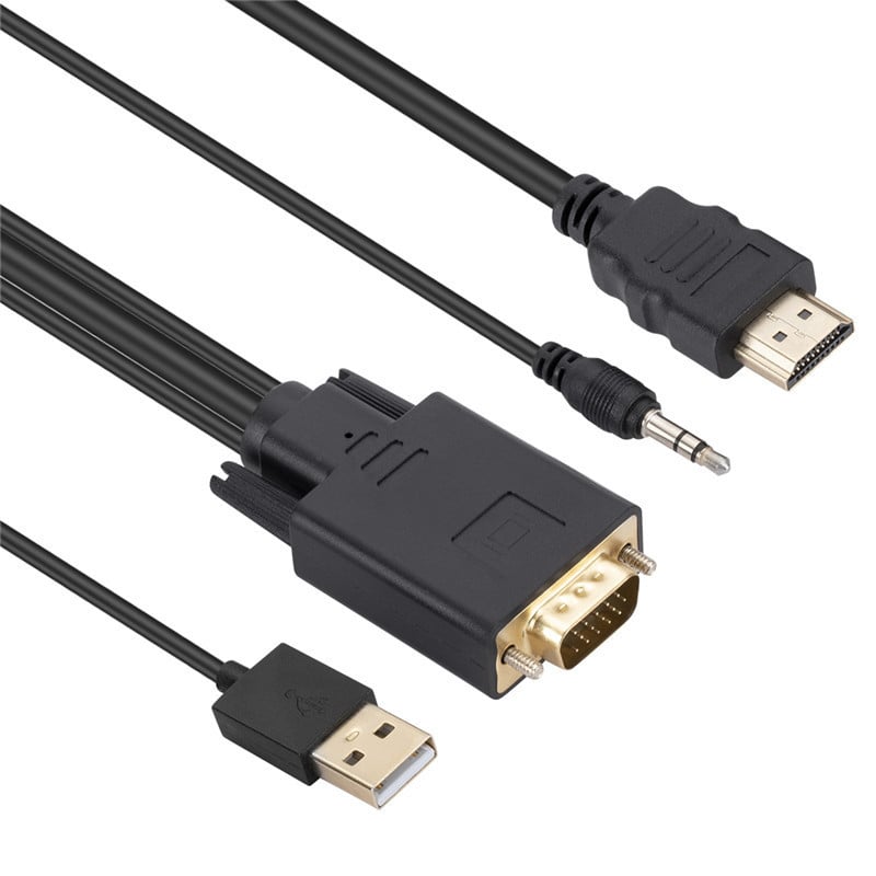Αντάπτορας VGA σε HDMI με ήχο и τροφοδοσία, 1080P, παγκόσμια συμβατότητα