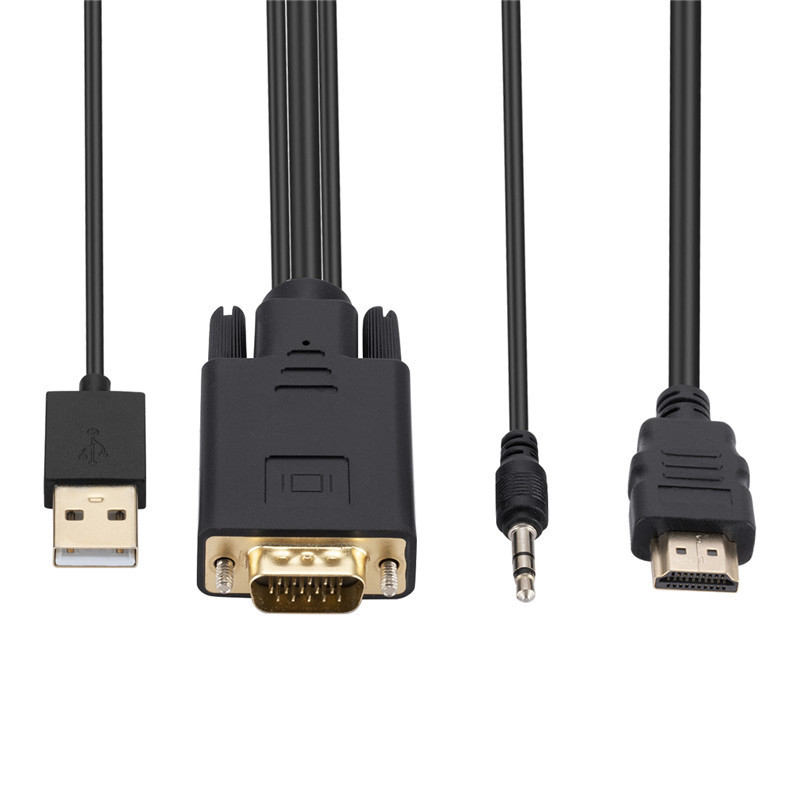 Αντάπτορας VGA σε HDMI με ήχο и τροφοδοσία, 1080P, παγκόσμια συμβατότητα