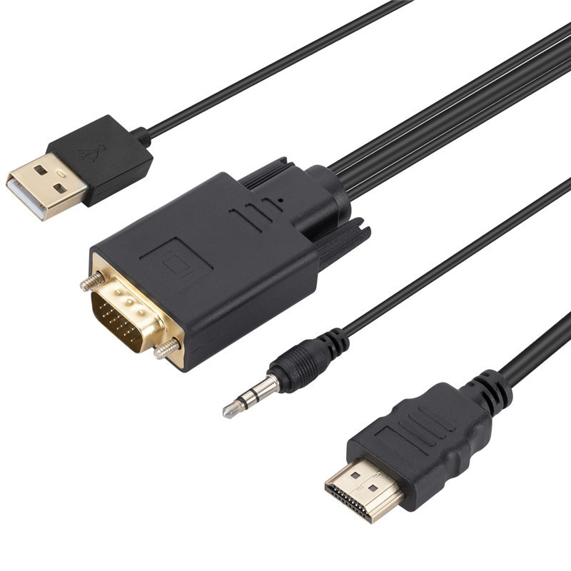 Αντάπτορας VGA σε HDMI με ήχο и τροφοδοσία, 1080P, παγκόσμια συμβατότητα