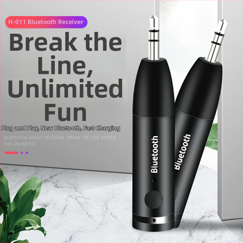 Autóba AUX Bluetooth audio vevő, 3,5 mm-es interfésszel, Bluetooth 5.0, Plug-and-Play, külső tápegellátás nélkül, 10 m hatótávolság