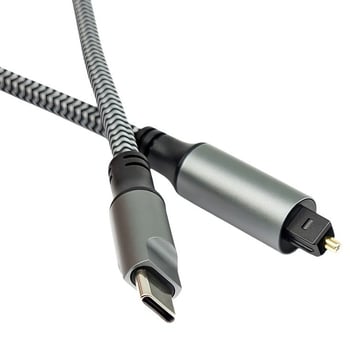 USB-C към TOSLINK оптичен цифров аудио адаптер със SPDIF изход, модел YR-TOD-01, ядро: найлон, кабел: мед