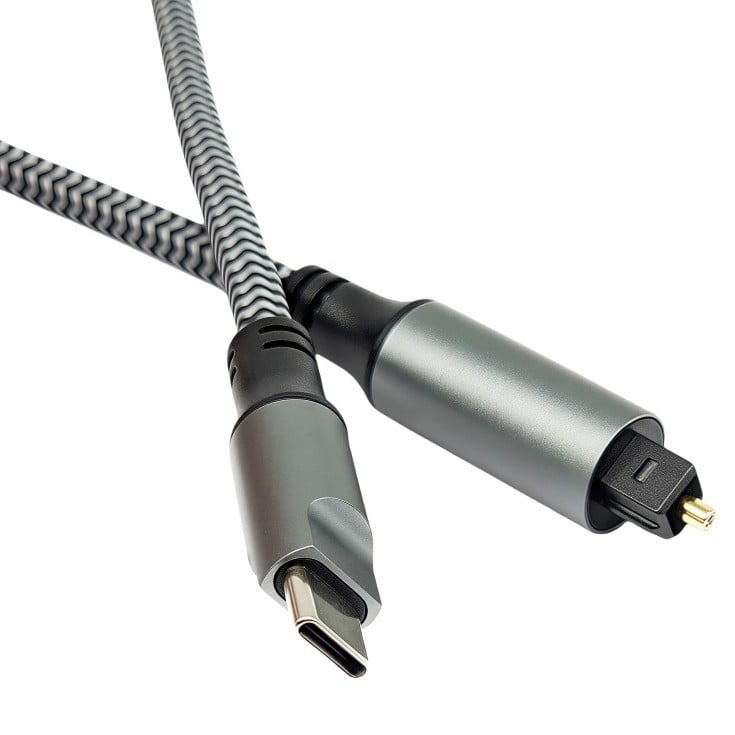USB-C към TOSLINK оптичен цифров аудио адаптер със SPDIF изход, модел YR-TOD-01, ядро: найлон, кабел: мед