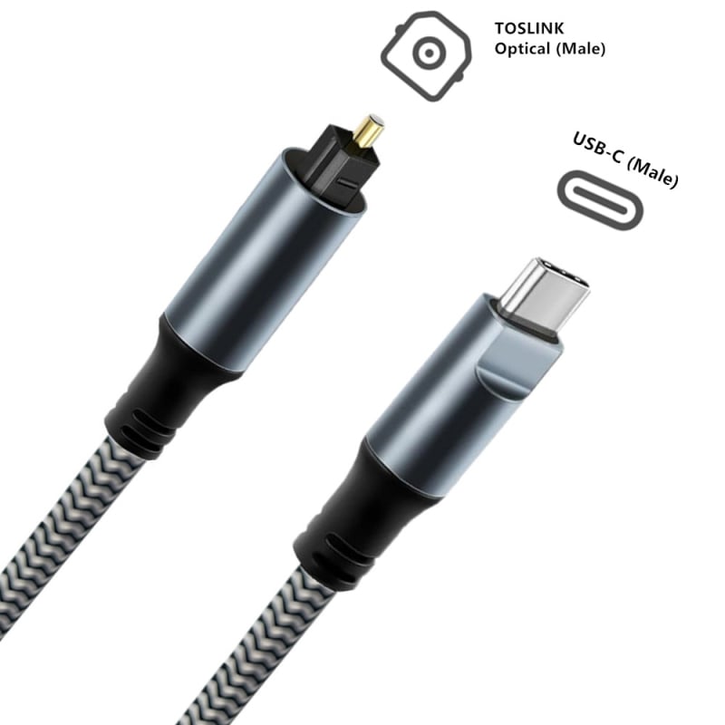 USB-C към TOSLINK оптичен цифров аудио адаптер със SPDIF изход, модел YR-TOD-01, ядро: найлон, кабел: мед