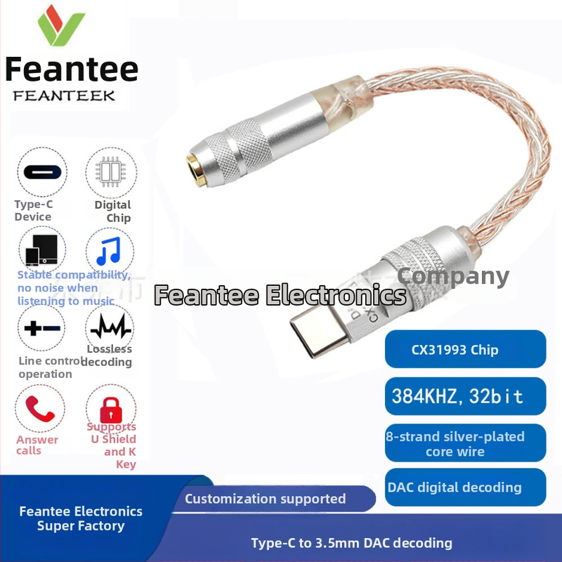 USB-C na 3,5 mm audio adaptér pre slúchadlá – Striver, 7N monokrystalické meďové jadro, TPES vodič, CE certifikát, hmotnosť 26 g