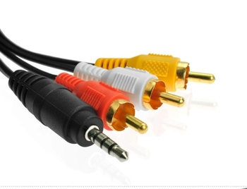 3,5 mm-es audio kábel 3x RCA AV osztóhoz – Modell One and Three Lotus – számítógép perifériákhoz