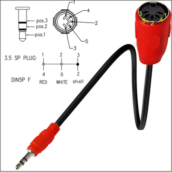 Cablu adaptor audio MIDI către TRS 3,5 mm, masculin către DIN 5-pini femeie, lungime 0.5 m, nucleu de cupru, conductori de cupru